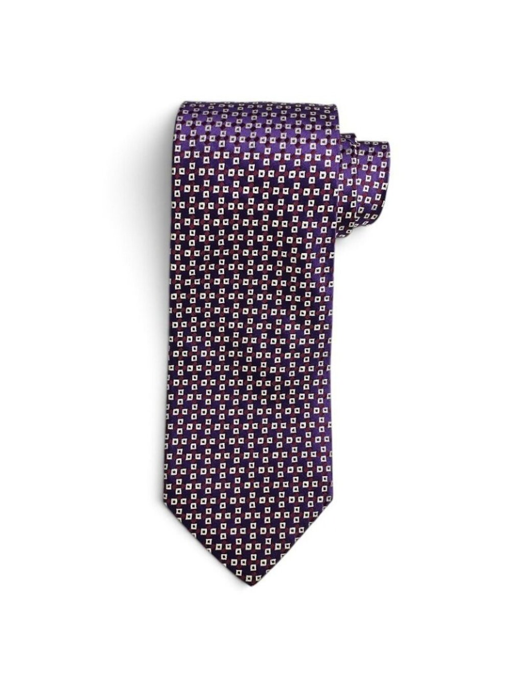 CHARVET Mens Purple Burgundy GEOMETRIC Woven Silk Tie France EUC